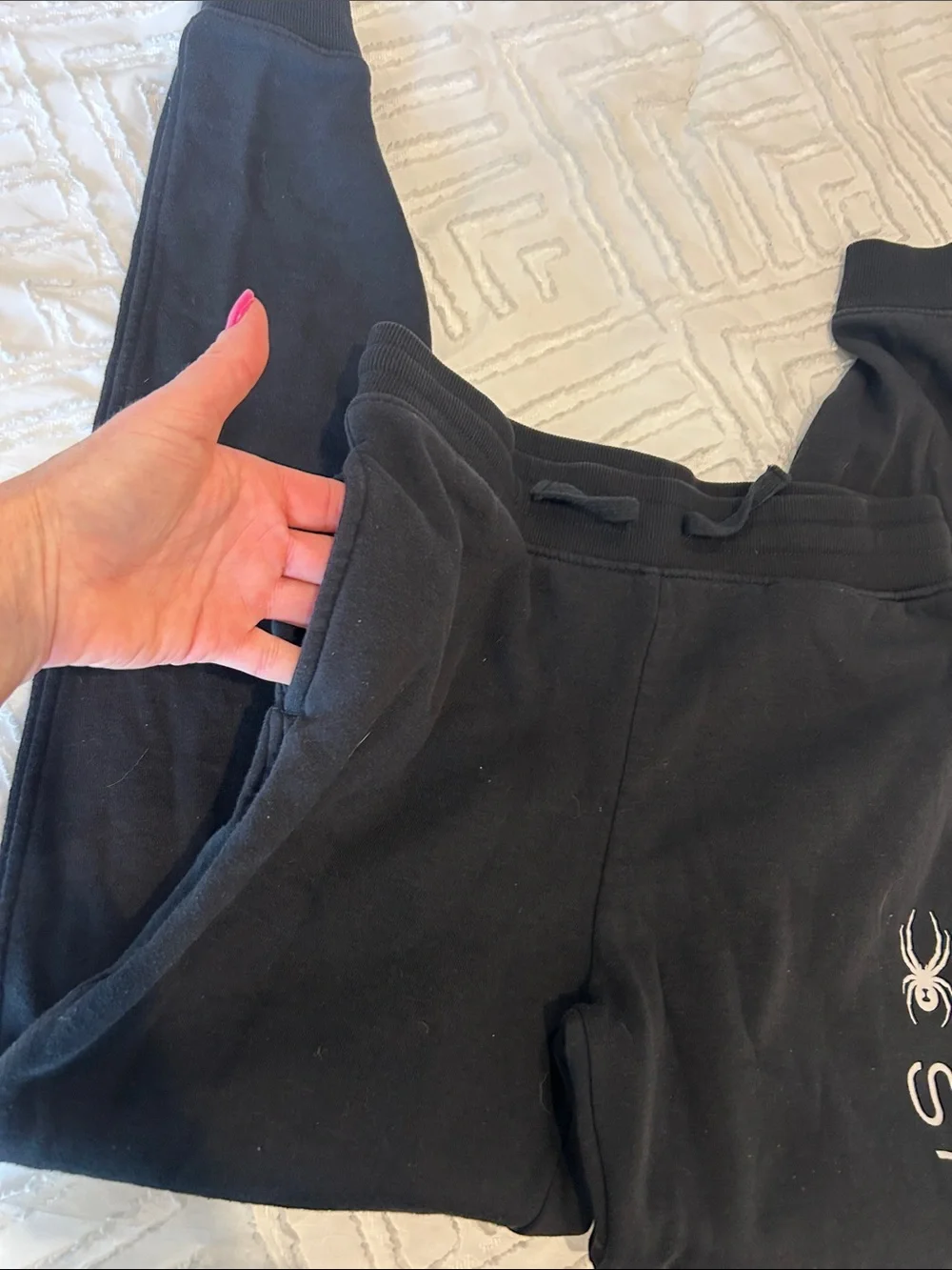 Spyder Kids Black Elastic Waist Drawstring Sweatpants Joggers Size L 14/16